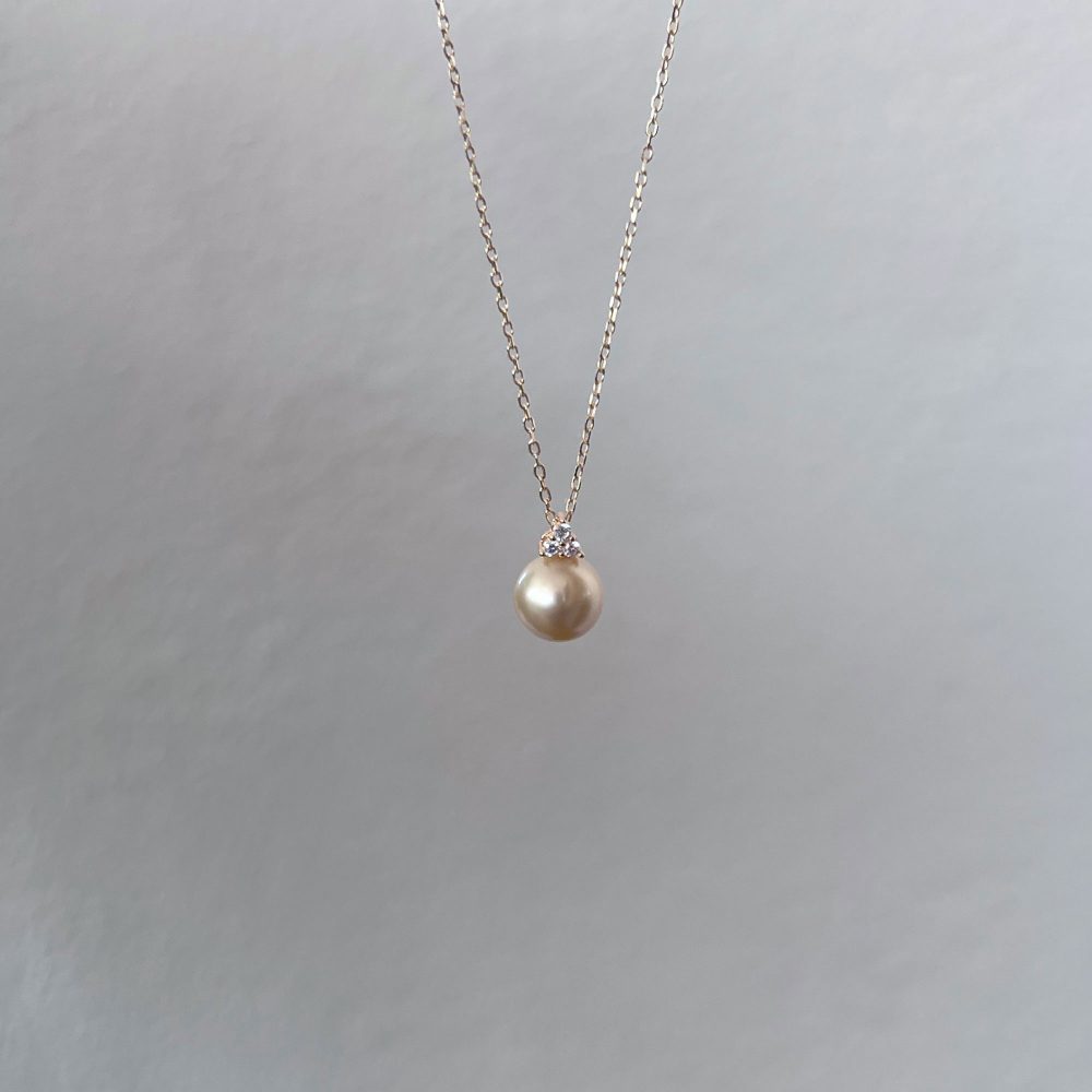 [PRISKILLA] Golden South Sea Pearl Pendant Necklace (Round 9.2mm)